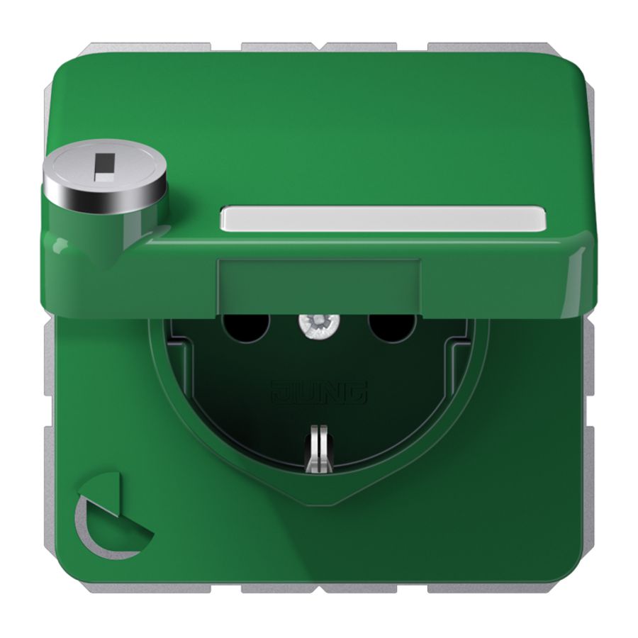 Wandcontactdoos CD500 groen klapd. tekstvenst. slot
