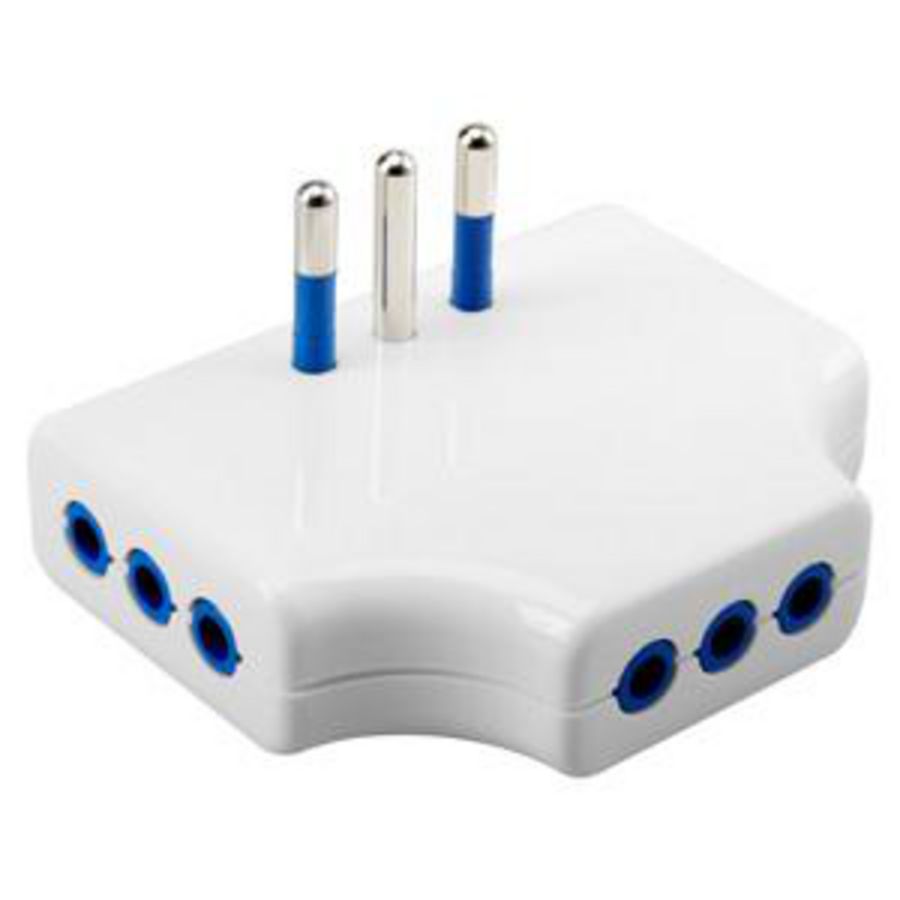 FLAT MULTIPLE ADAPTOR-2P+TE 10A S11-3 OUTPUT ITALIAN STANDAR