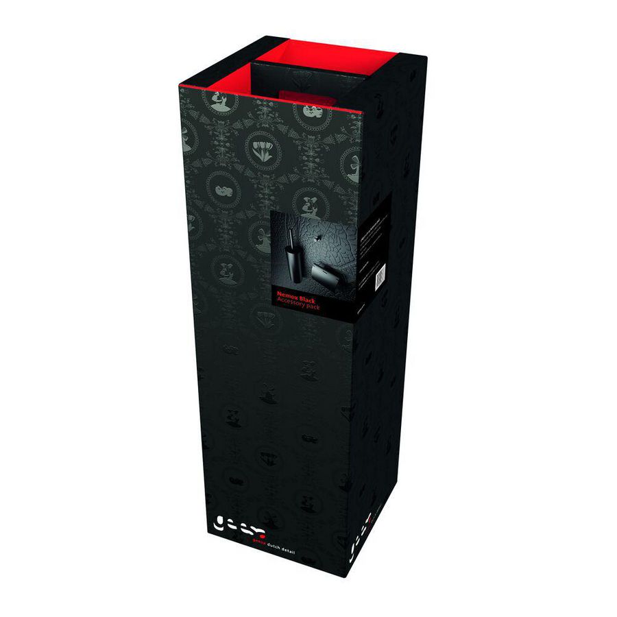 Closetaccessoireset (rolhouder/borstelgarnituur/haak) zwart +2e kop NEMOX BLACK