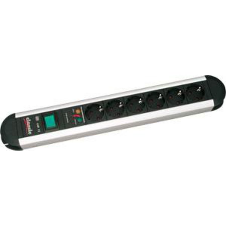 Primo 6x 230V RA oversp.beveliging + schakelaar 1,75m snoer