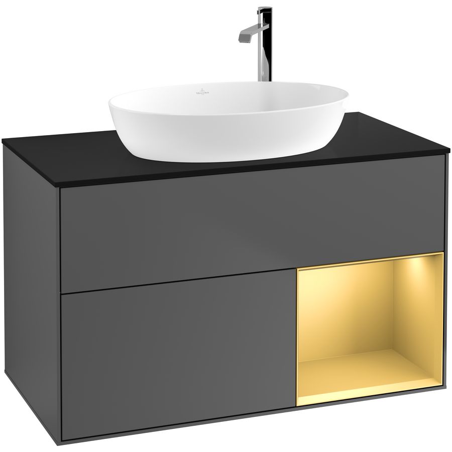 Wastafelonderkast Finion 1000x603x501mm Antr. Matt Lacquer F902HFGK