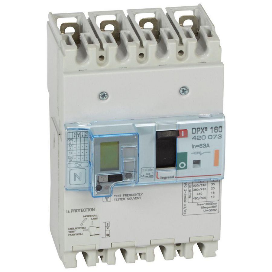 Vermogensschakelaar 160 Thermomagn.+RCD 63A 4P 25kA DPX3