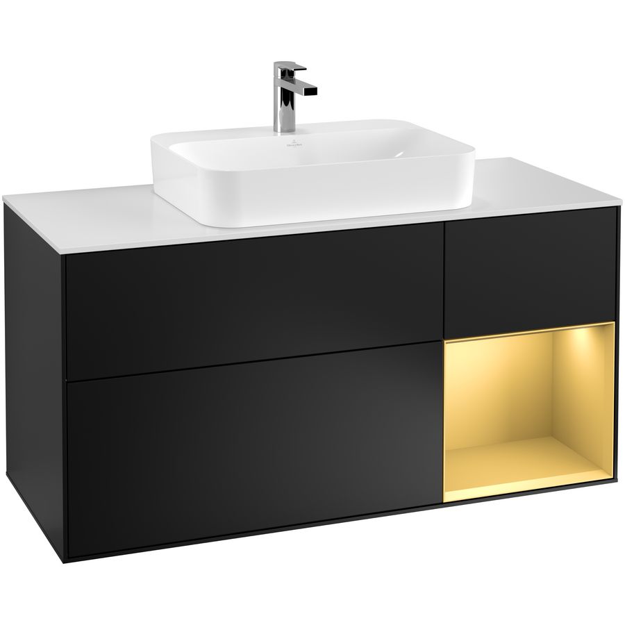 Wastafelonderkast Finion 1200x603x501mm Black Matt Lacquer G421HFPD