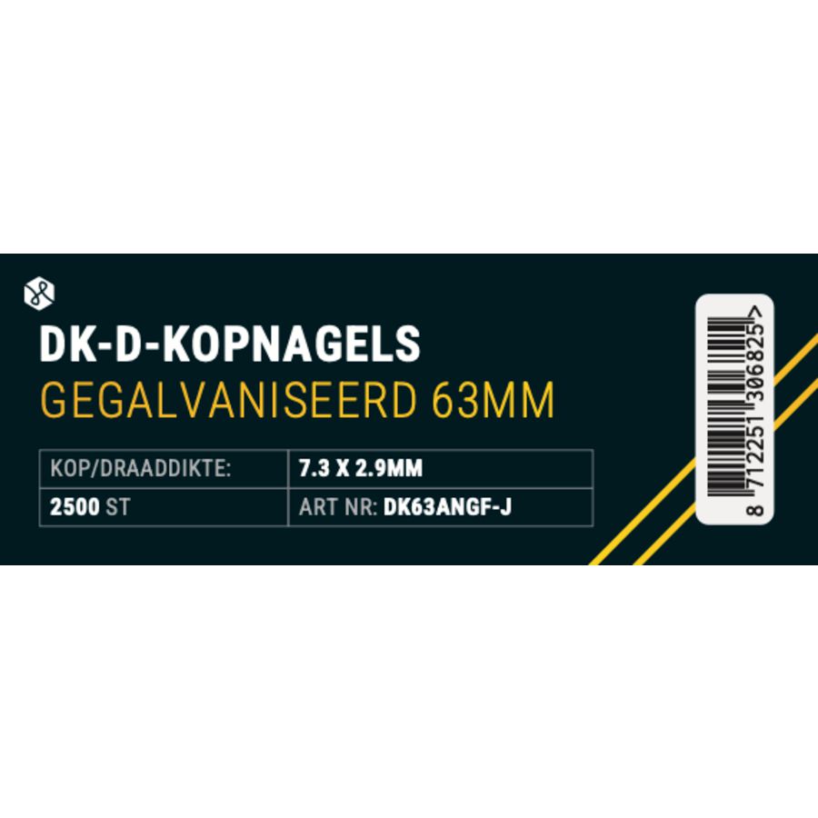 D-kopnagels gegalvaniseerd glad papier lengte 63mm VVE=2500
