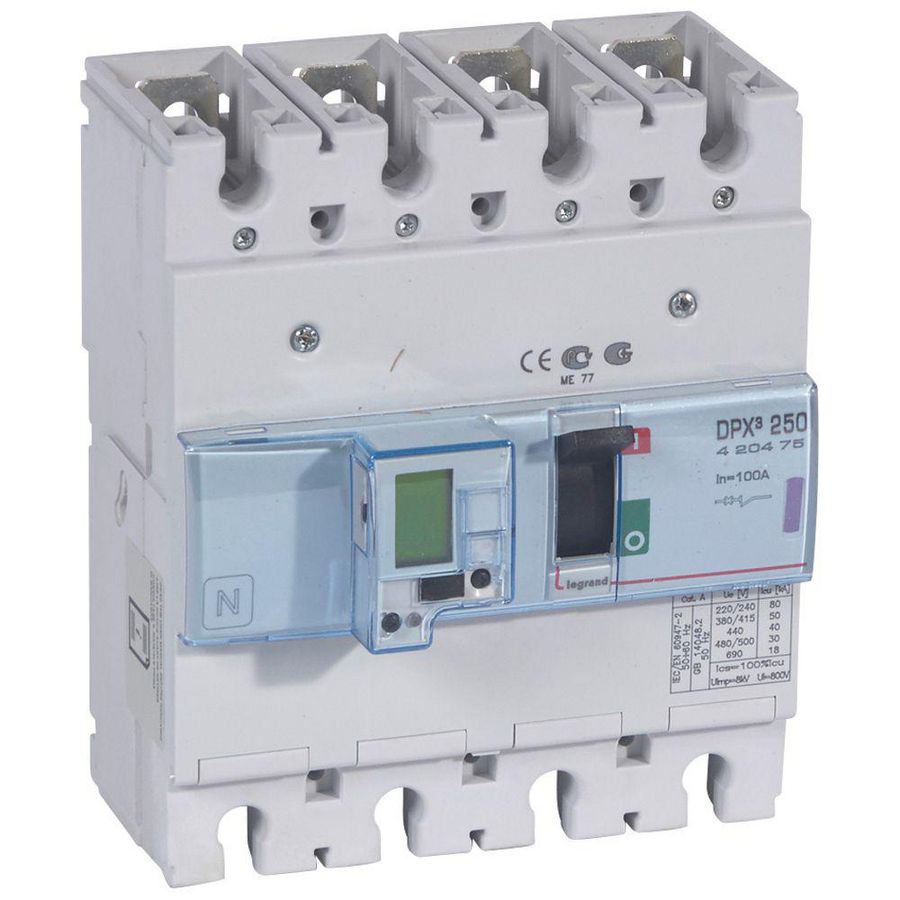 Vermogensschakelaar 250-e + mt 4-polig 100A 50kA DPX3
