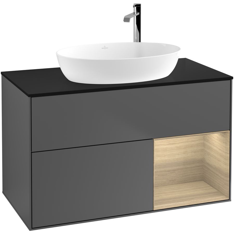 Wastafelonderkast Finion 1000x603x501mm Antr. Matt Lacquer F902PCGK