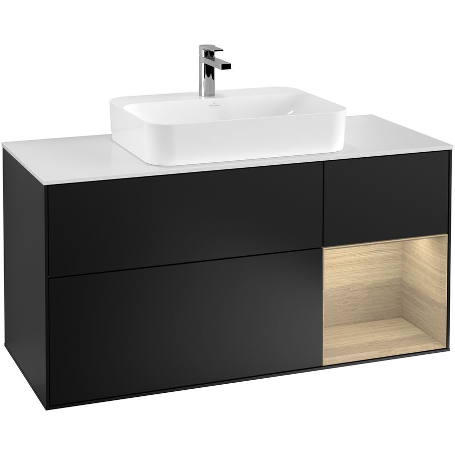 Wastafelonderkast Finion 1200x603x501mm Black Matt Lacquer G421PCPD