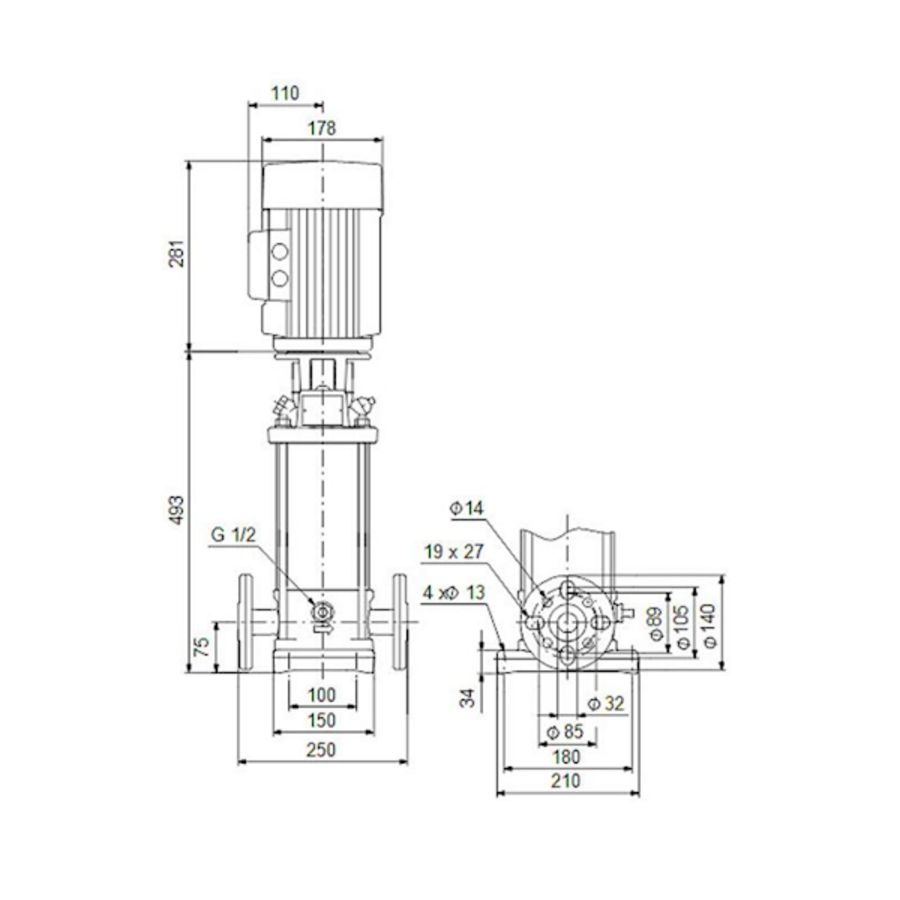 Centrifugaalpomp CRN5-9 A-FGJ-G-V-HQQV 3x230/400 50 Hz