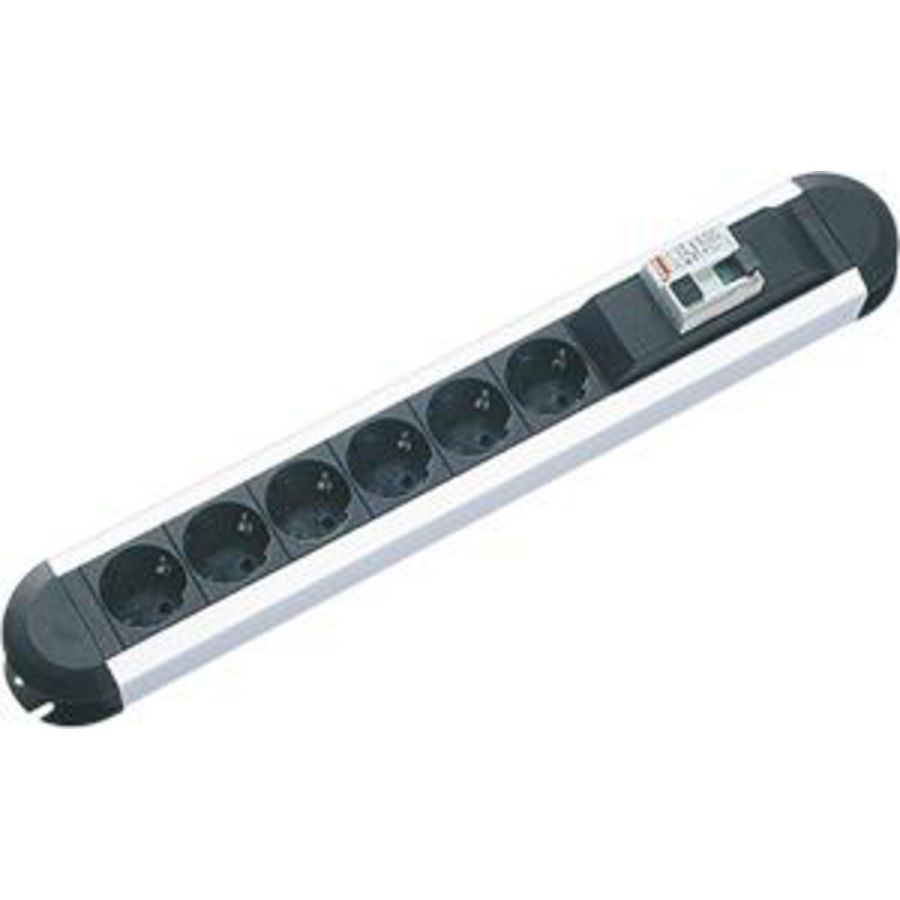 Primo 6x 230V RA + 1x Aardlekschakelaar 2m alu / zwart