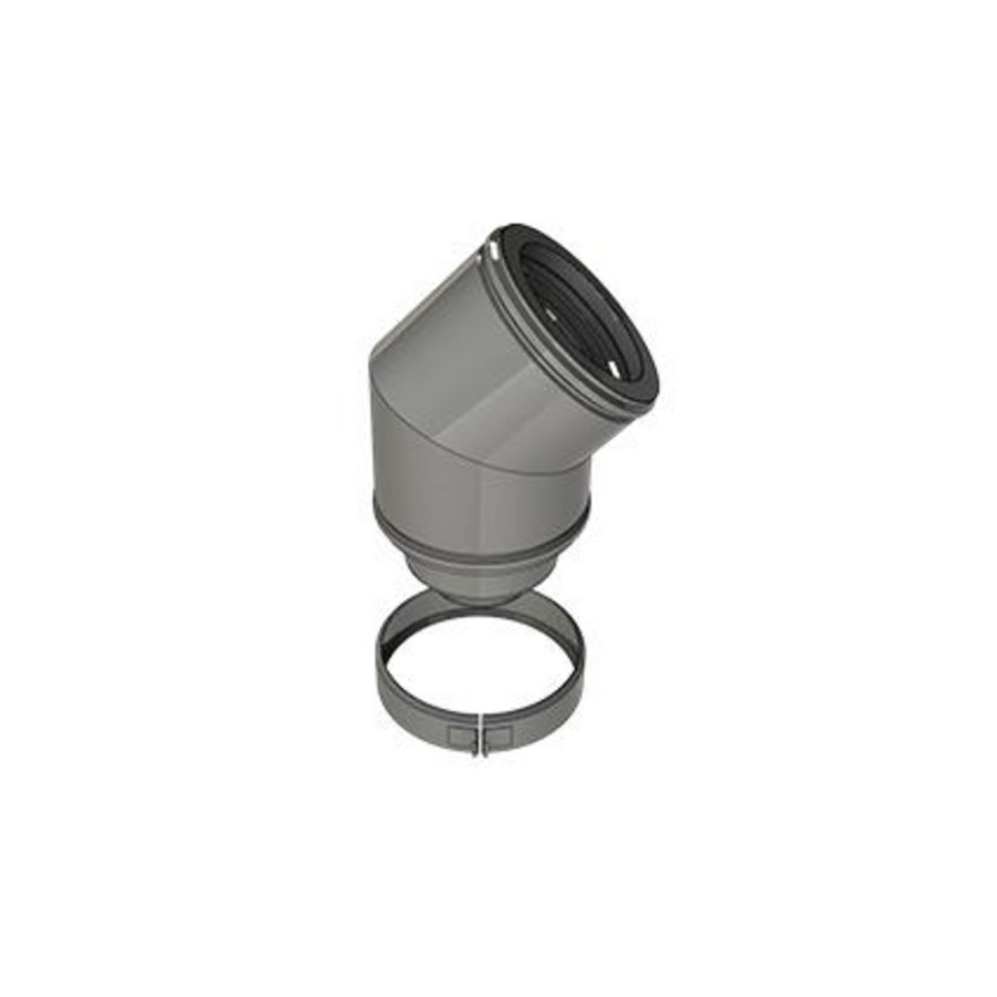 Bocht RVS Ø200/150/100 45°, geisoleerd, gesegmenteerd