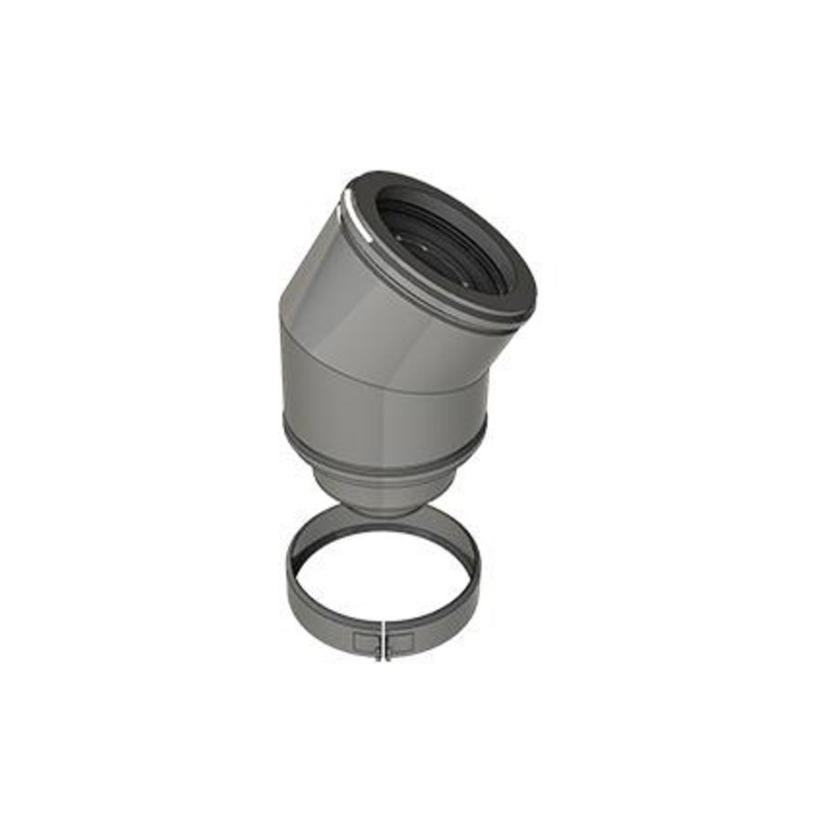 Bocht RVS Ø200/150/100 30°, geisoleerd, gesegmenteerd