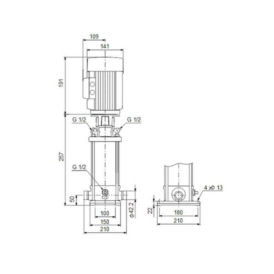 Centrifugaalpomp CRN5-2 A-P-G-V-HQQV 3x230/400 50 Hz