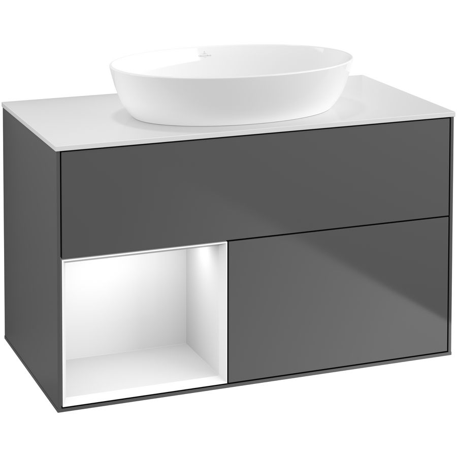 Wastafelonderkast Finion 1000x603x501mm Antr. Matt Lacquer FA11GFGK