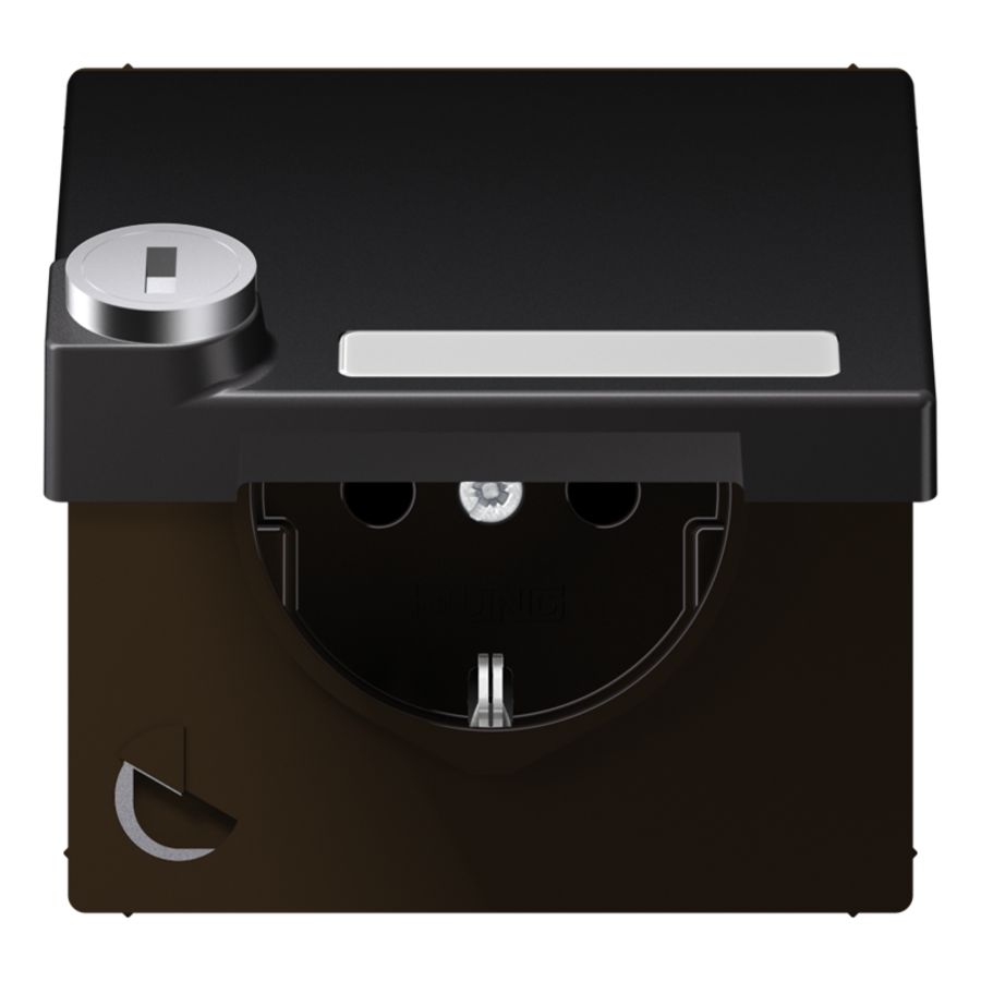 Wandcontactdoos dark klapdeksel tekstvenst.&slot LS