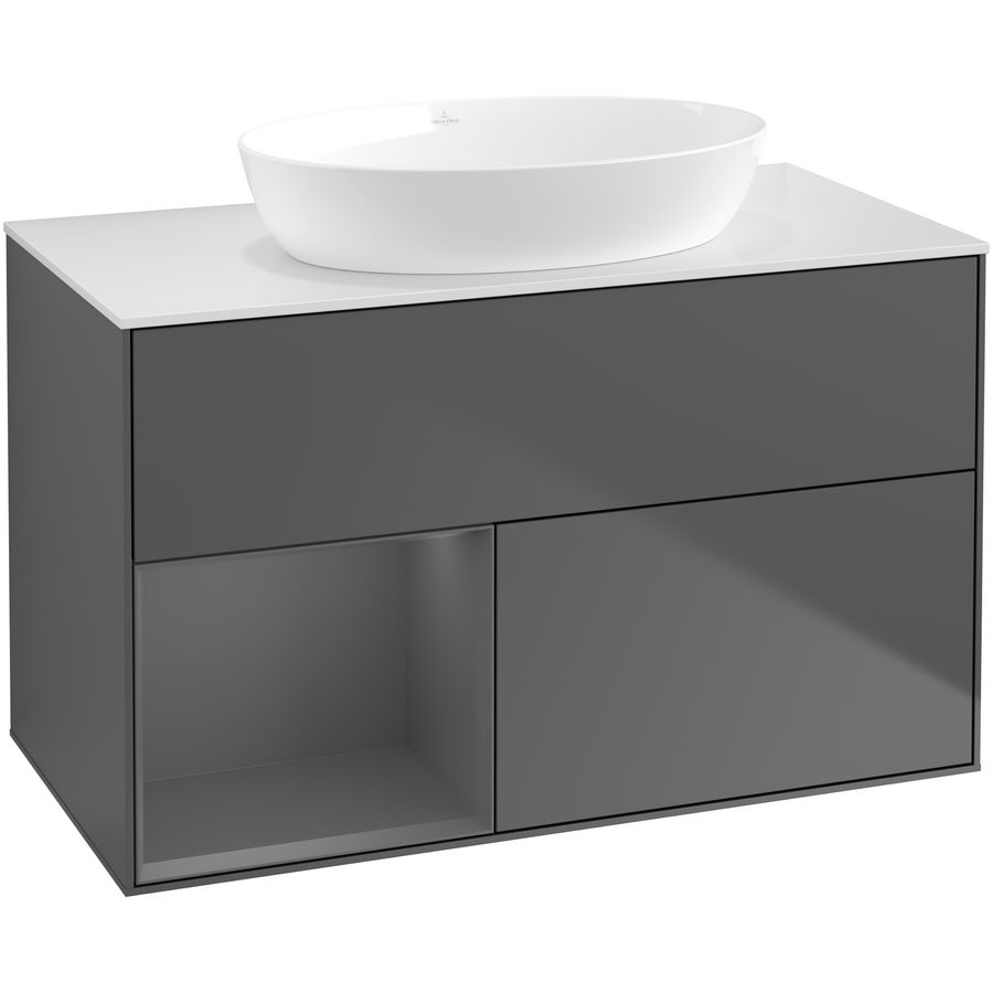 Wastafelonderkast Finion 1000x603x501mm Antr. Matt Lacquer FA11GKGK