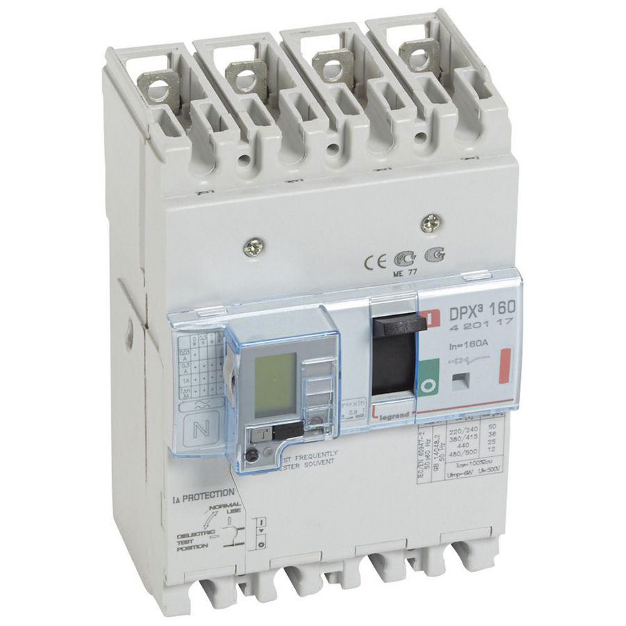 Vermogensschakelaar 160 Thermomagn.+RCD 160A 4P 36kA DPX3