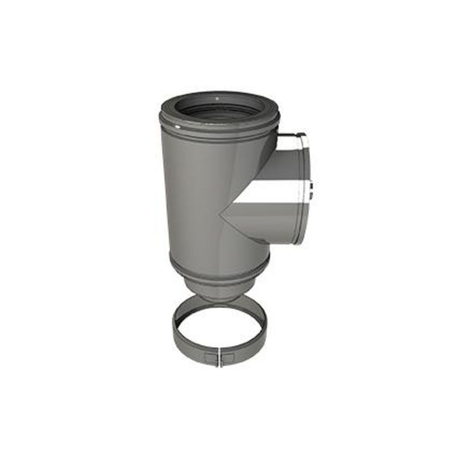 T-stuk RVS d200/150/100 voor inspectiedoeleinden geisol.
