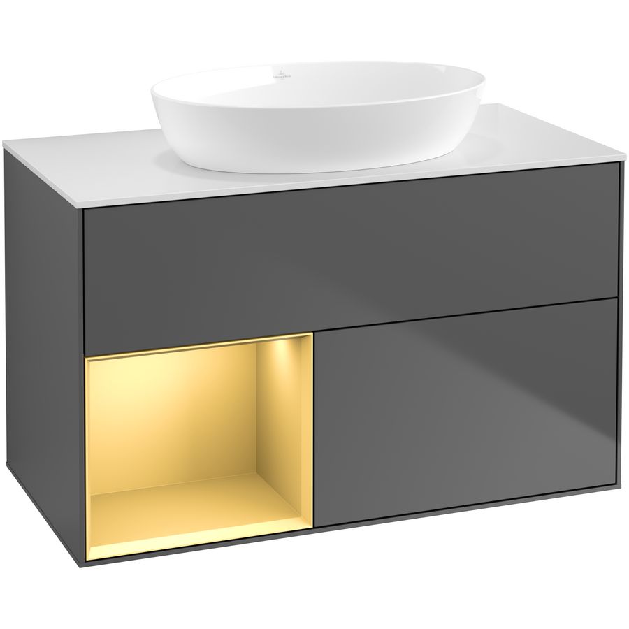 Wastafelonderkast Finion 1000x603x501mm Antr. Matt Lacquer FA11HFGK