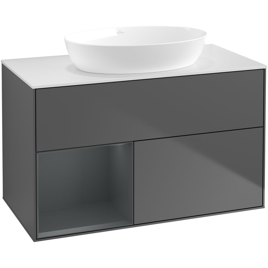 Wastafelonderkast Finion 1000x603x501mm Antr. Matt Lacquer FA11HGGK