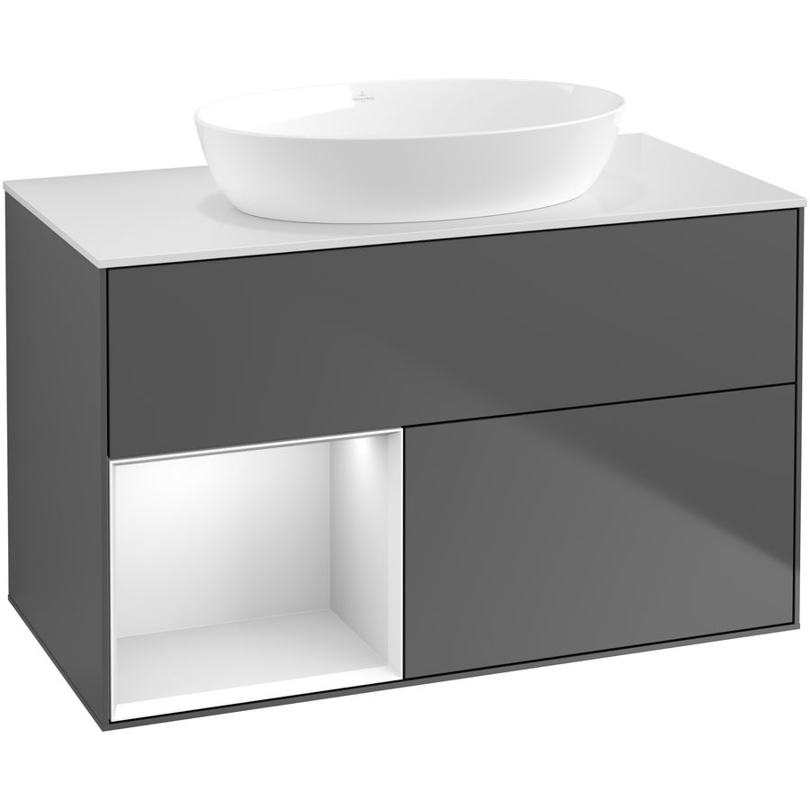 Wastafelonderkast Finion 1000x603x501mm Antr. Matt Lacquer FA11MTGK