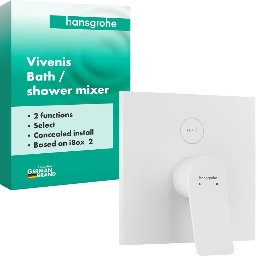 Vivenis 1-hendel afbouwdeel inbouwbadmengkraan voor 2 functies Mat wit