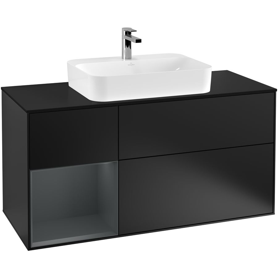 Wastafelonderkast Finion 1200x603x501mm Black Matt Lacquer G412HGPD
