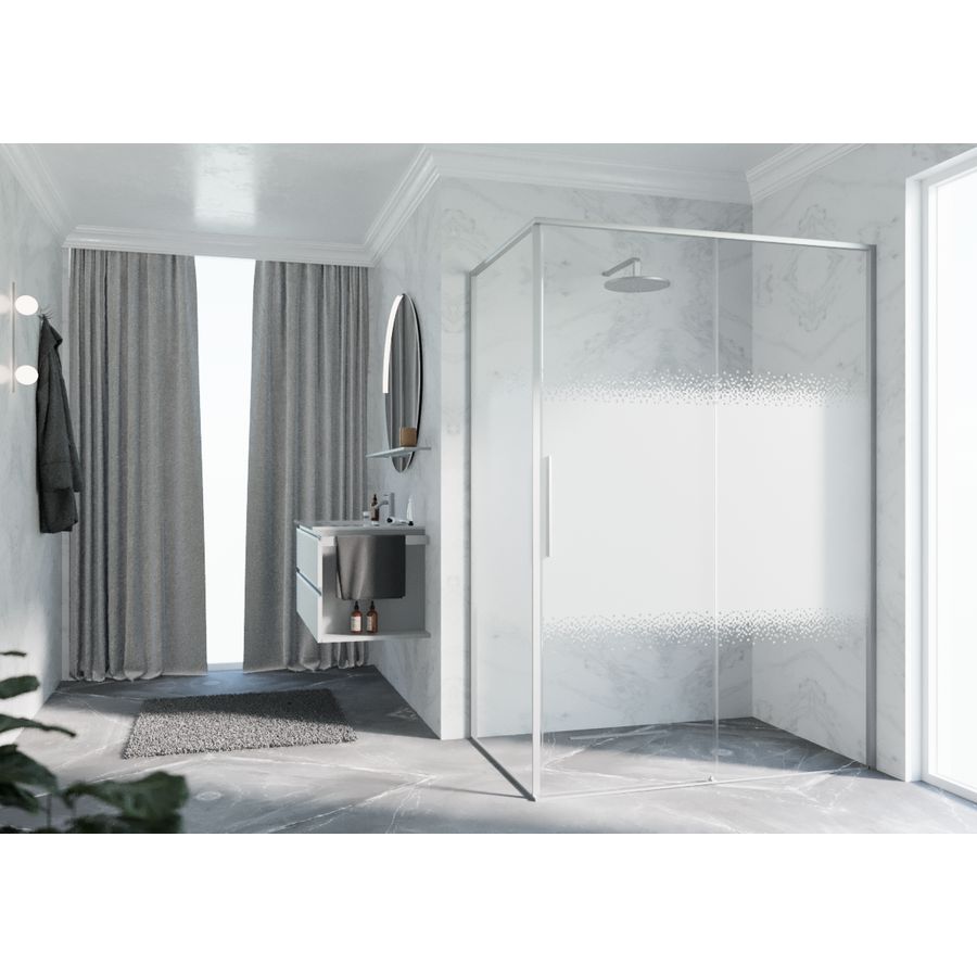 Zijwand RIGA F2P links 1075-1090x2000mm Rose-1 motief profiel matchroom