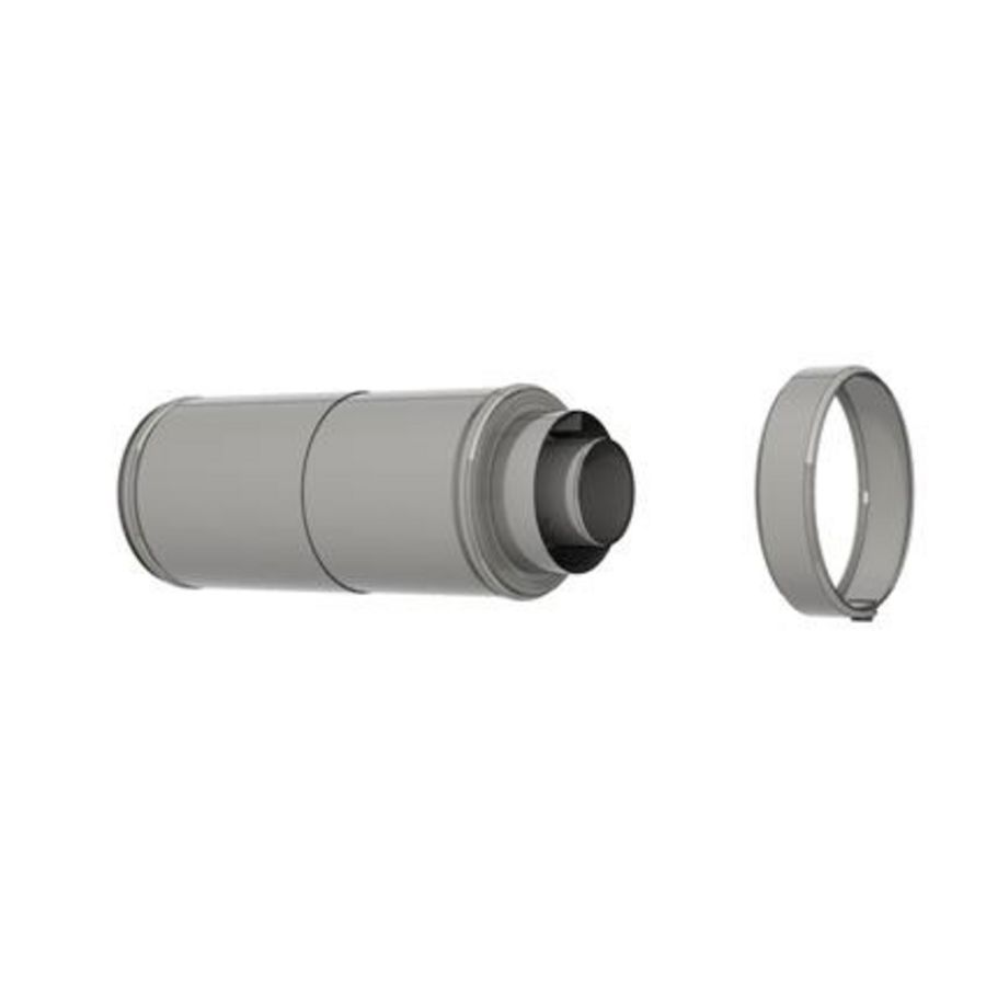 Pijp RVS Ø200/150/100, geisol. 320-450mm telescopisch