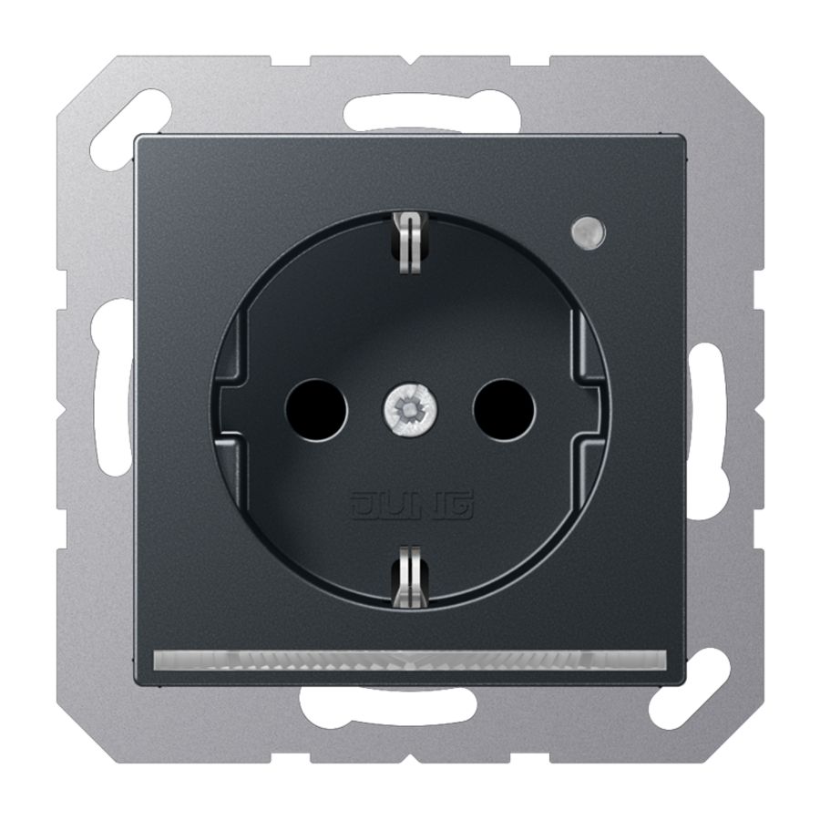 Wandcontactdoos antraciet m.LED & lichtsensor A500