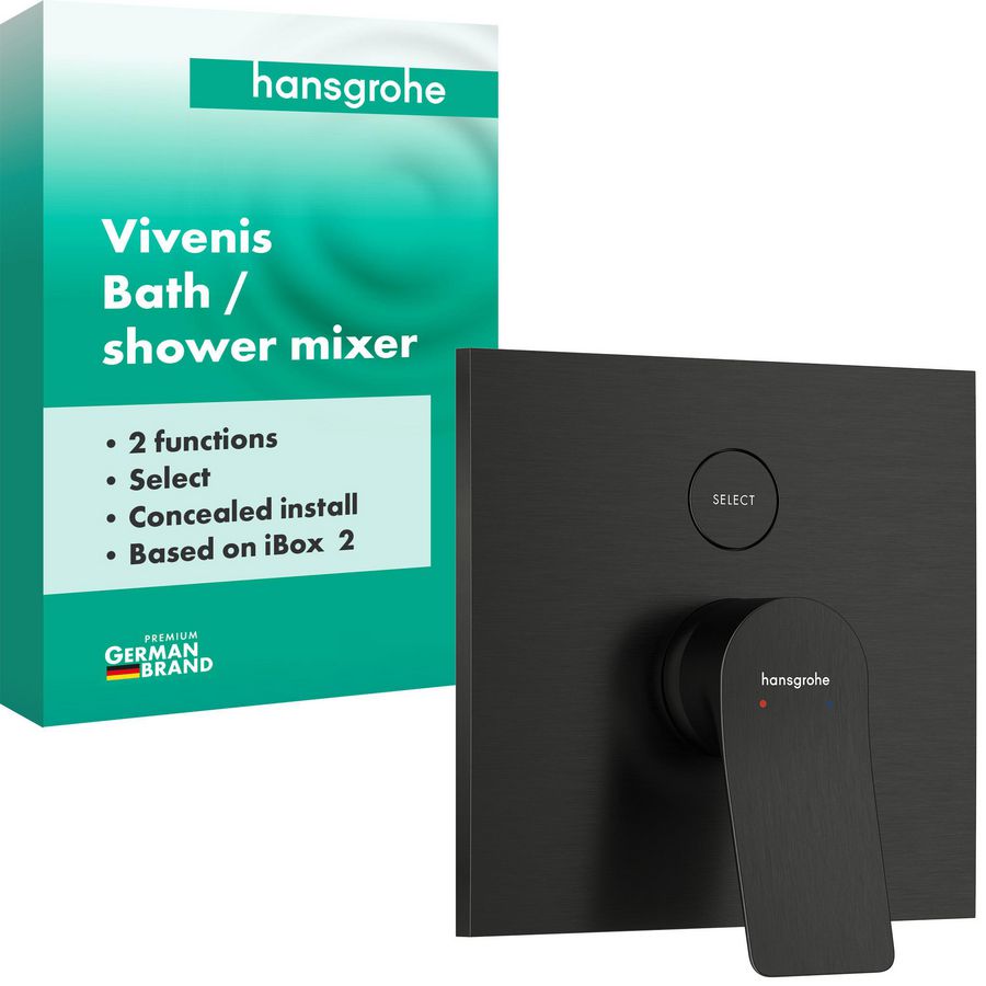 Vivenis 1-hendel afbouwdeel inbouwbadmengkraan voor 2 functies Brushed Black Chrome