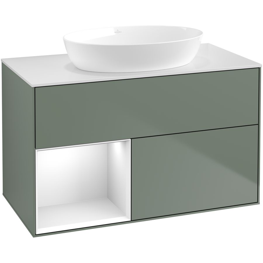 Wastafelonderkast Finion 1000x603x501mm Olive Matt Lacquer GA11GFGM