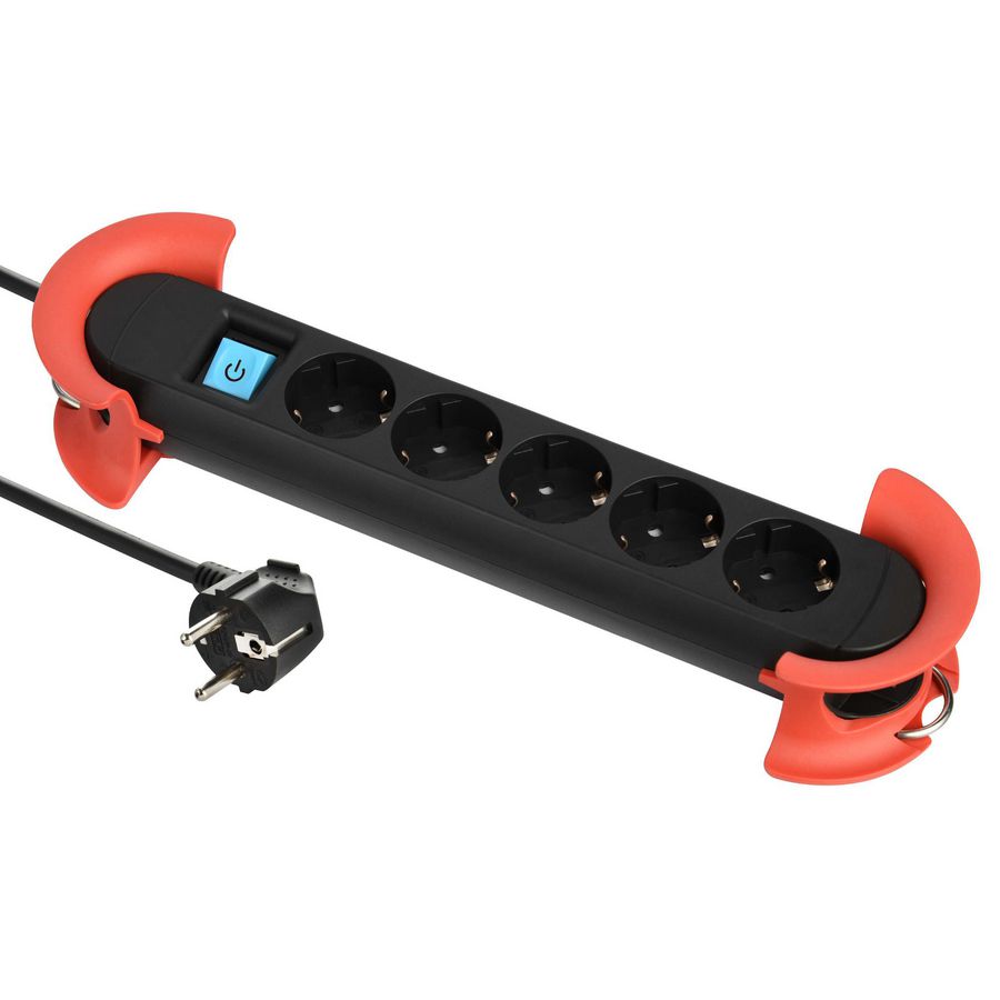 Hook indoor 5x 230V RA + 1x schakelaar 5m RA zwart