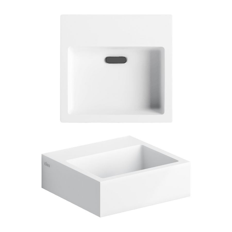 Flush 1 fontein 280x270mm wit zonder kraangat overloop met plug