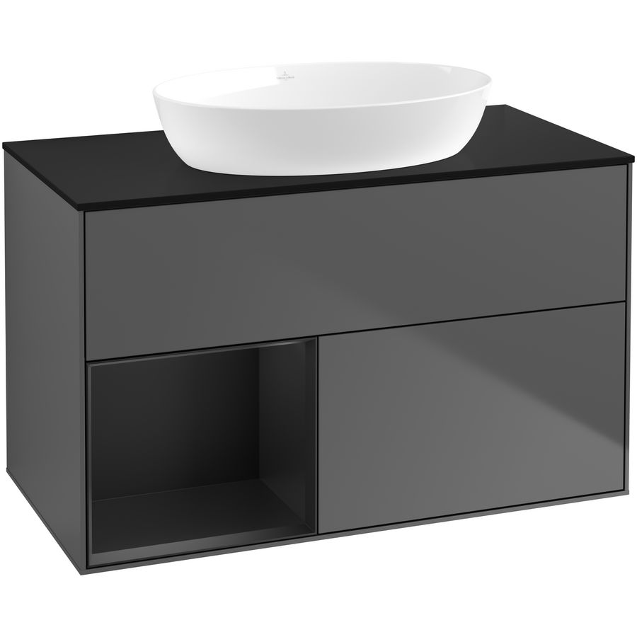 Wastafelonderkast Finion 1000x603x501mm Antr. Matt Lacquer FA12PDGK