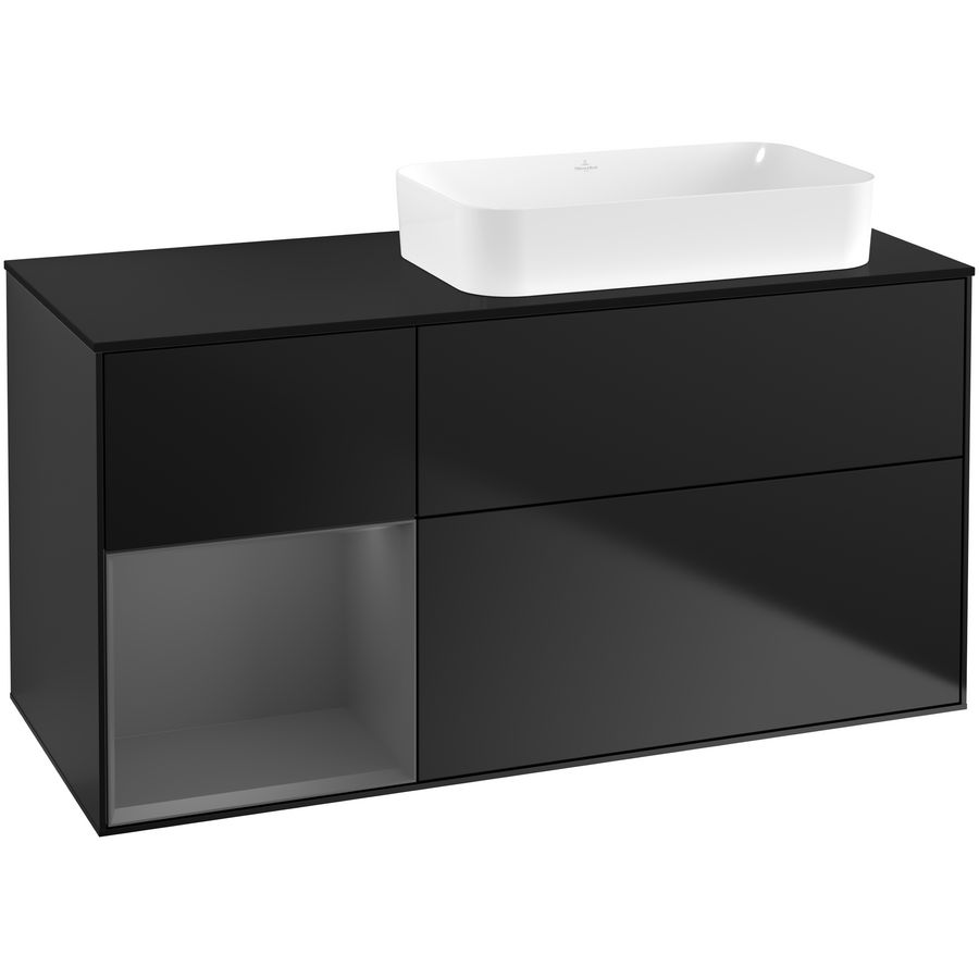 Wastafelonderkast Finion 1200x603x501mm Black Matt Lacquer G682GKPD