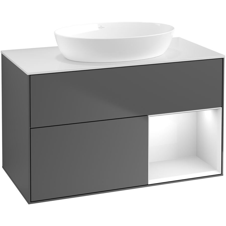 Wastafelonderkast Finion 1000x603x501mm Antr. Matt Lacquer FA21GFGK