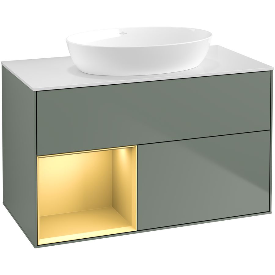 Wastafelonderkast Finion 1000x603x501mm Olive Matt Lacquer GA11HFGM