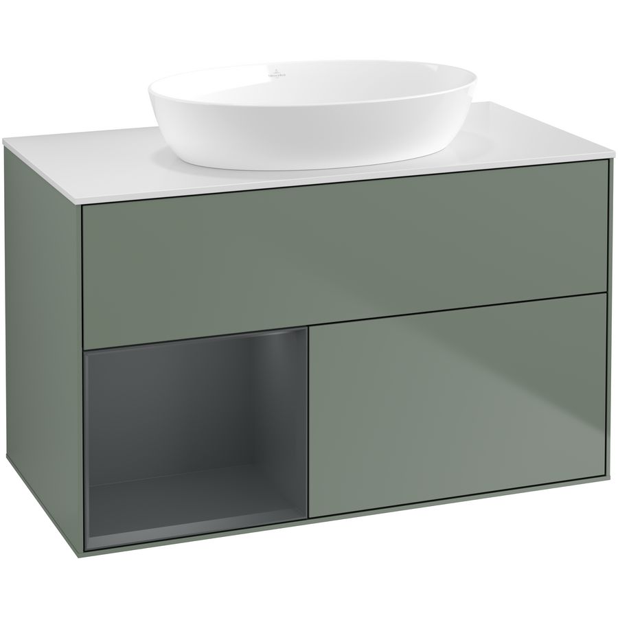 Wastafelonderkast Finion 1000x603x501mm Olive Matt Lacquer GA11HGGM