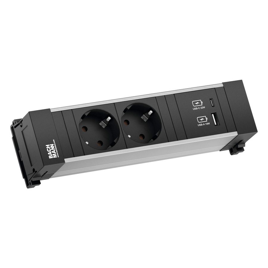 Power Frame contactblok 2x 230V RA + 1x USB A/C chrgr 0,2m