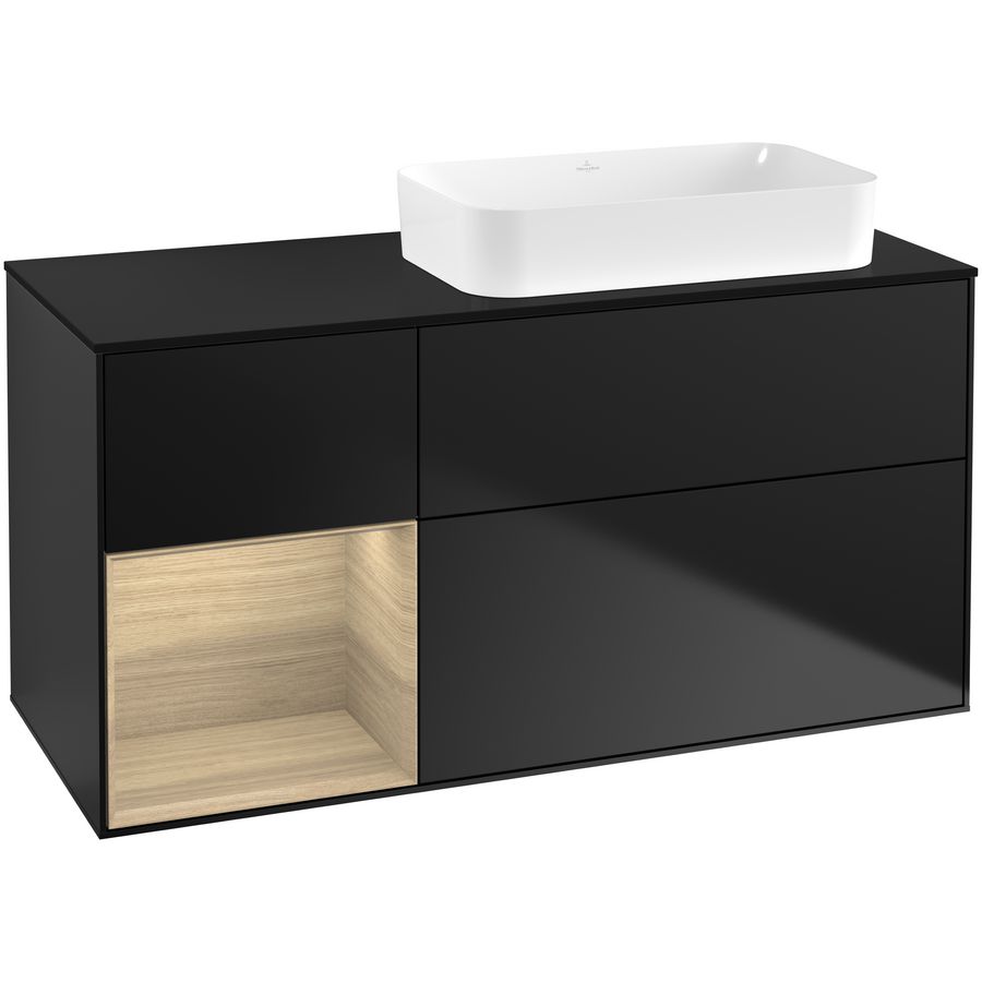 Wastafelonderkast Finion 1200x603x501mm Black Matt Lacquer G682PCPD