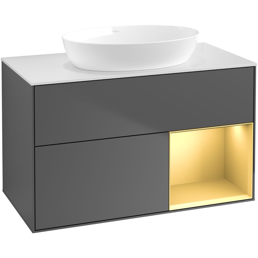 Wastafelonderkast Finion 1000x603x501mm Antr. Matt Lacquer FA21HFGK
