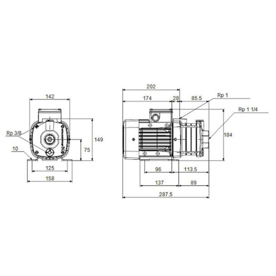 Centrifugaalpomp CM5-2 A-R-A-E-AQQE 400Y 50 Hz