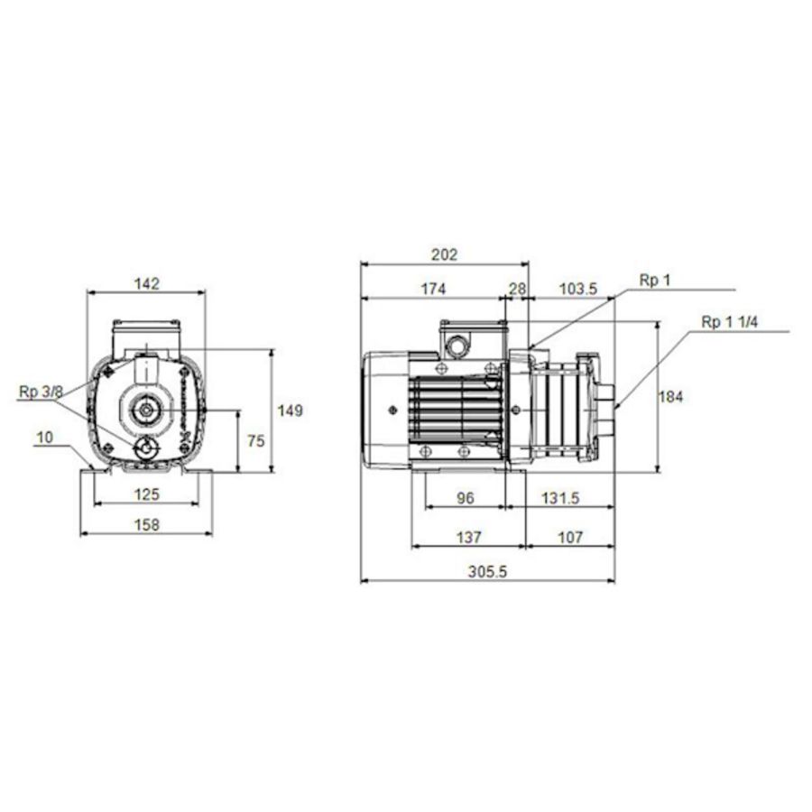 Centrifugaalpomp CM5-3 A-R-A-E-AQQE 400Y 50 Hz