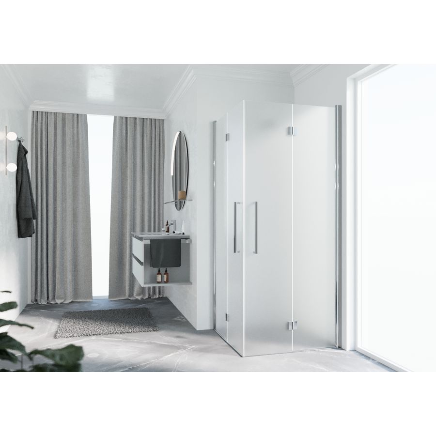 Hoekinstap 2xvouw YOUNG 2GS 1010-1030x2000mm chroom Satin glas