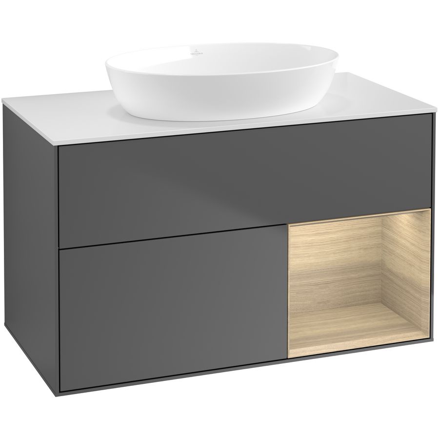 Wastafelonderkast Finion 1000x603x501mm Antr. Matt Lacquer FA21PCGK