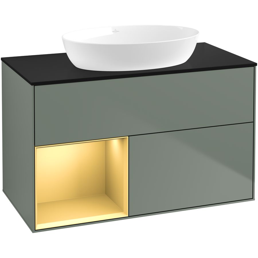 Wastafelonderkast Finion 1000x603x501mm Olive Matt Lacquer GA12HFGM