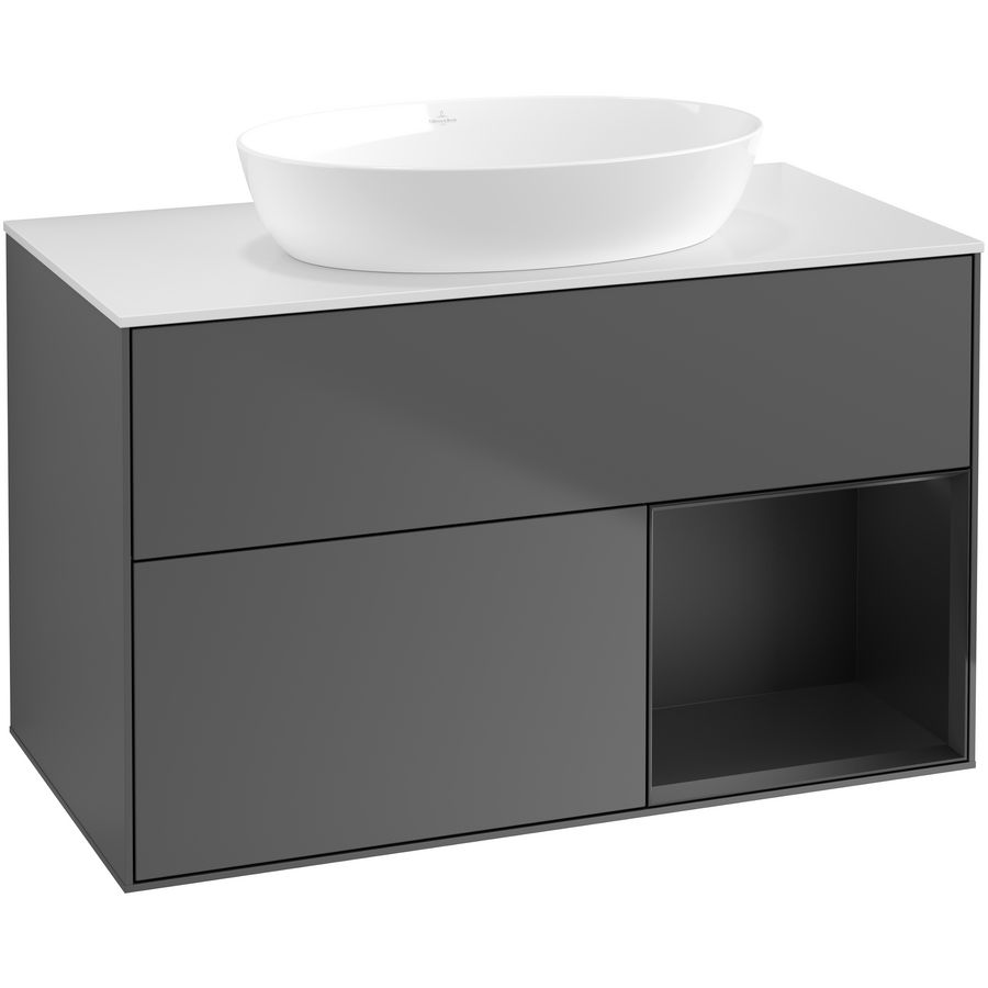 Wastafelonderkast Finion 1000x603x501mm Antr. Matt Lacquer FA21PDGK