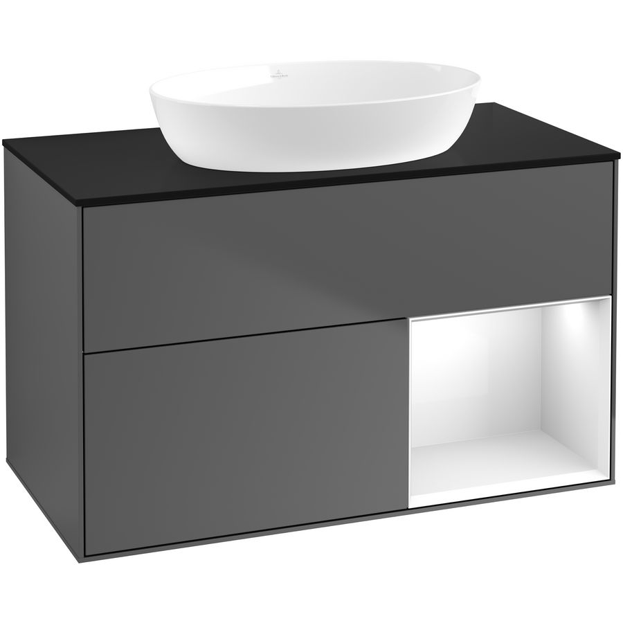 Wastafelonderkast Finion 1000x603x501mm Antr. Matt Lacquer FA22GFGK
