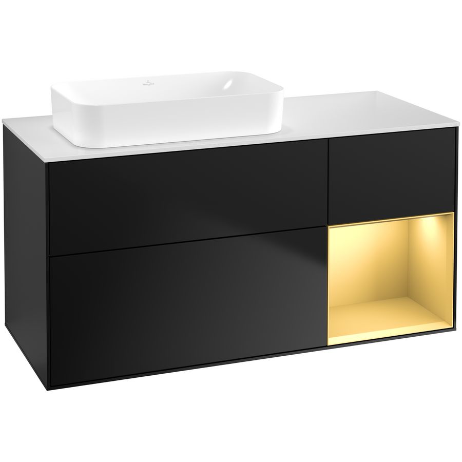 Wastafelonderkast Finion 1200x603x501mm Black Matt Lacquer G691HFPD