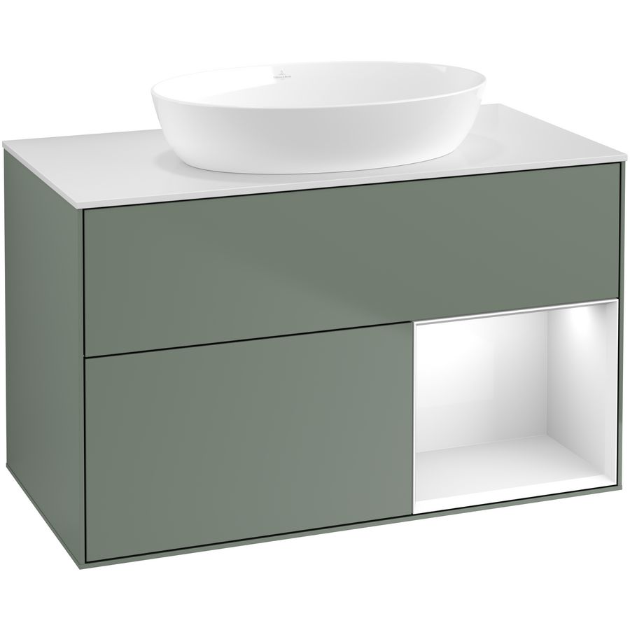 Wastafelonderkast Finion 1000x603x501mm Olive Matt Lacquer GA21GFGM